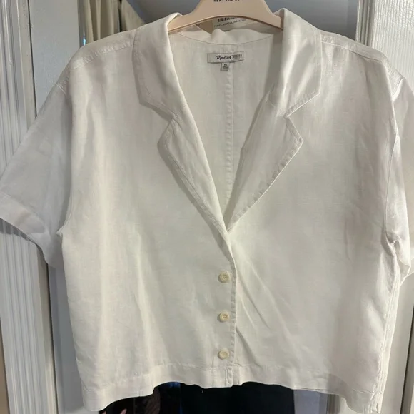 Madewell White Cropped Resort Shirt - Picture 6 of 8
